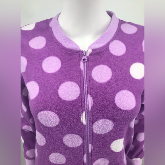 Whimsical Owl Face Polka Dot Fleece Onesie - Picture 6 of 7